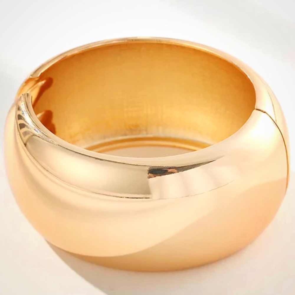 NEW Gold-tone Hinged Dome Cuff Bracelet - Picture 3 of 16